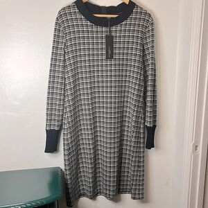 Antonelli Firenze NWT Houndstooth Black and White Wool Blend Sweater Dress Sz 48
